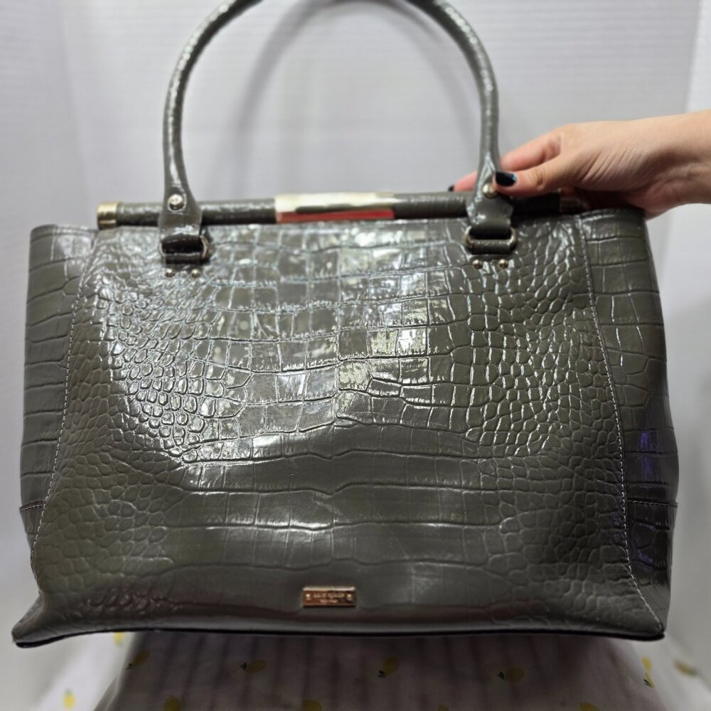 🔥🔥Kate Spade Knightsbridge Collection Large Gray Croc Embossed Satchel 🔥🔥